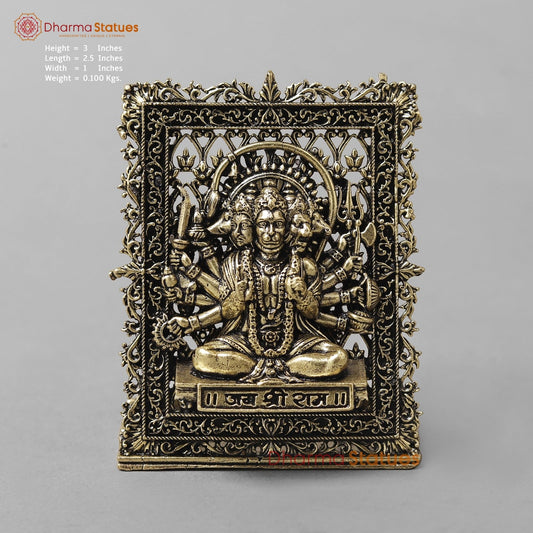 Brass Hanuman Panchmukhi Fine 3” (car dashboard suitable)