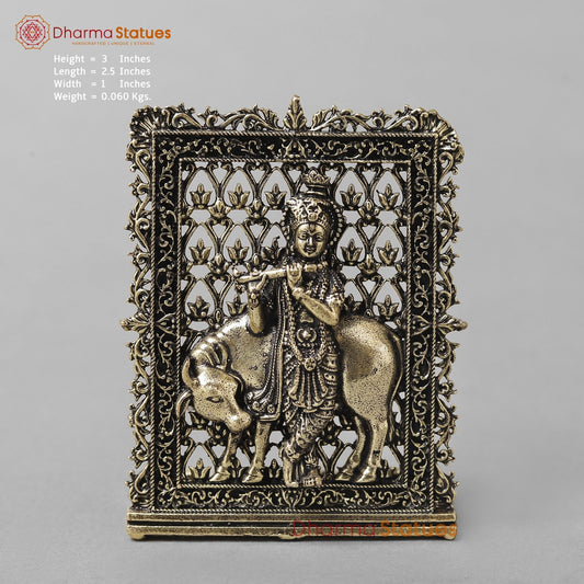 Brass Cow Krishna Panel Fine 3” (car dashboard suitable)