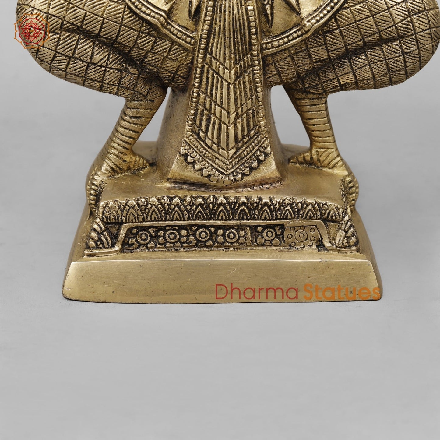 Brass Garuda Seated with Wide Wings, Smooth Finish 12”