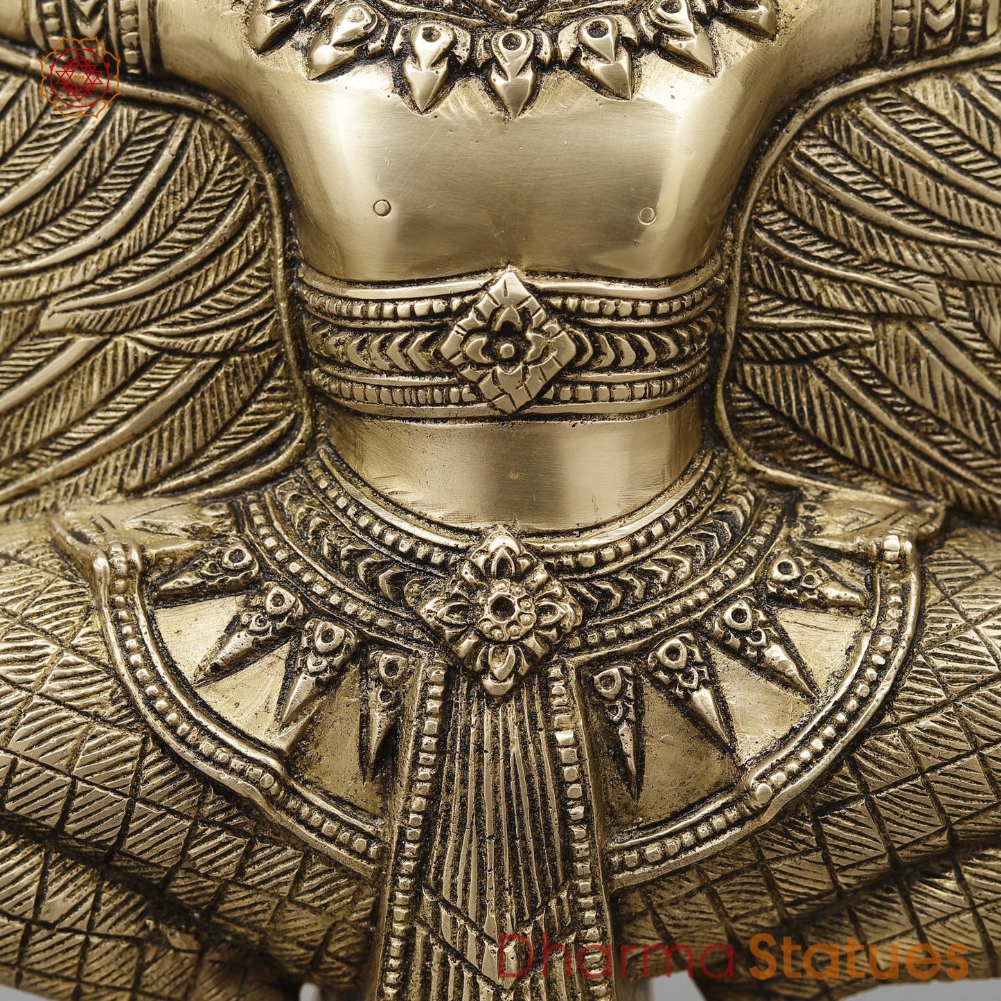 Brass Garuda Seated with Wide Wings, Smooth Finish 12”