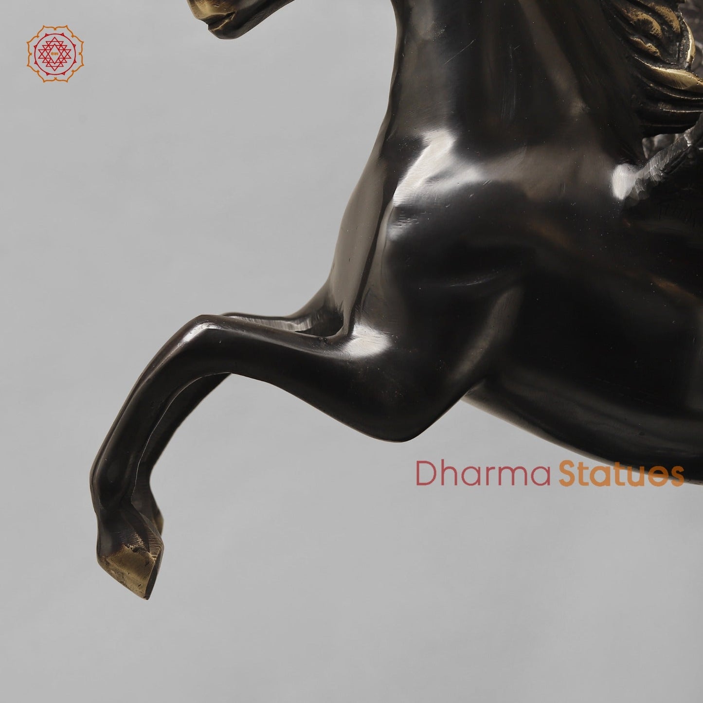Brass Flying Horse Fine, Royal Black Finish 18.5”
