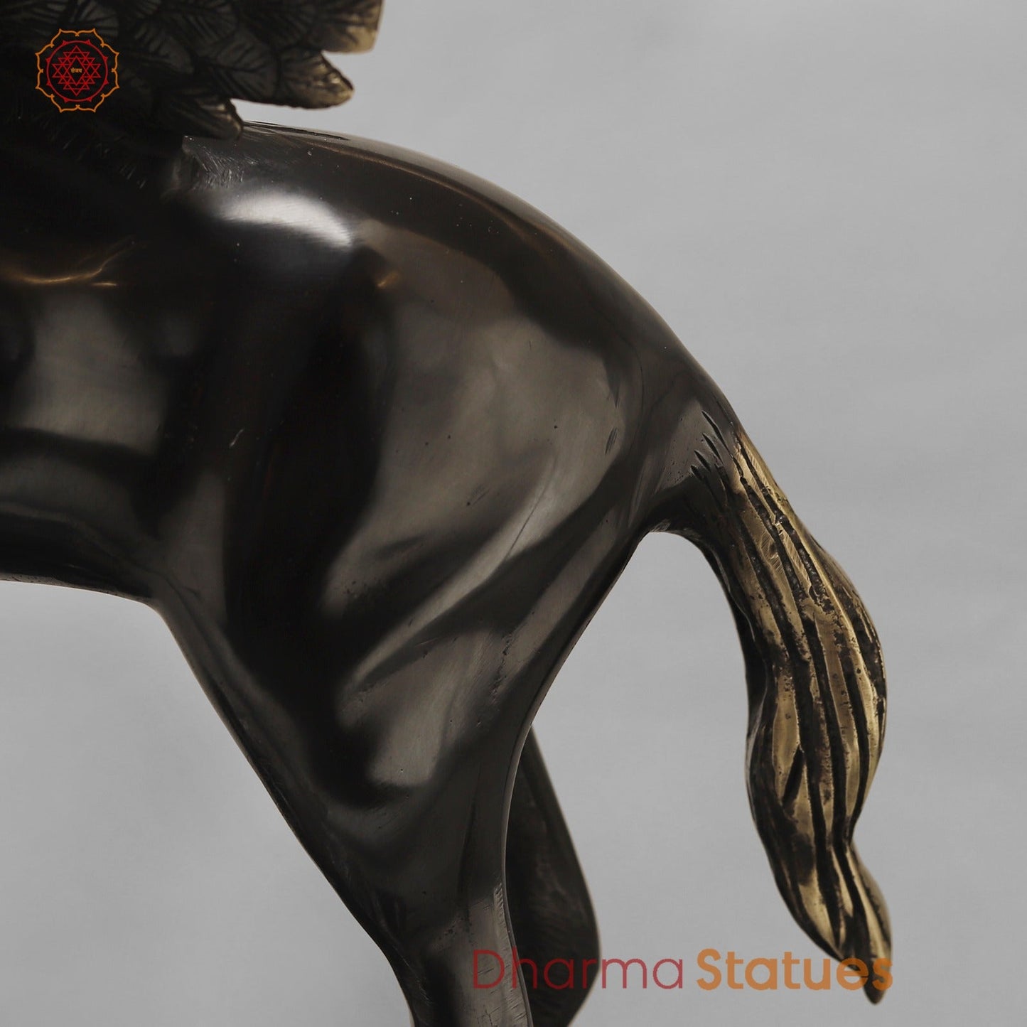 Brass Flying Horse Fine, Royal Black Finish 18.5”