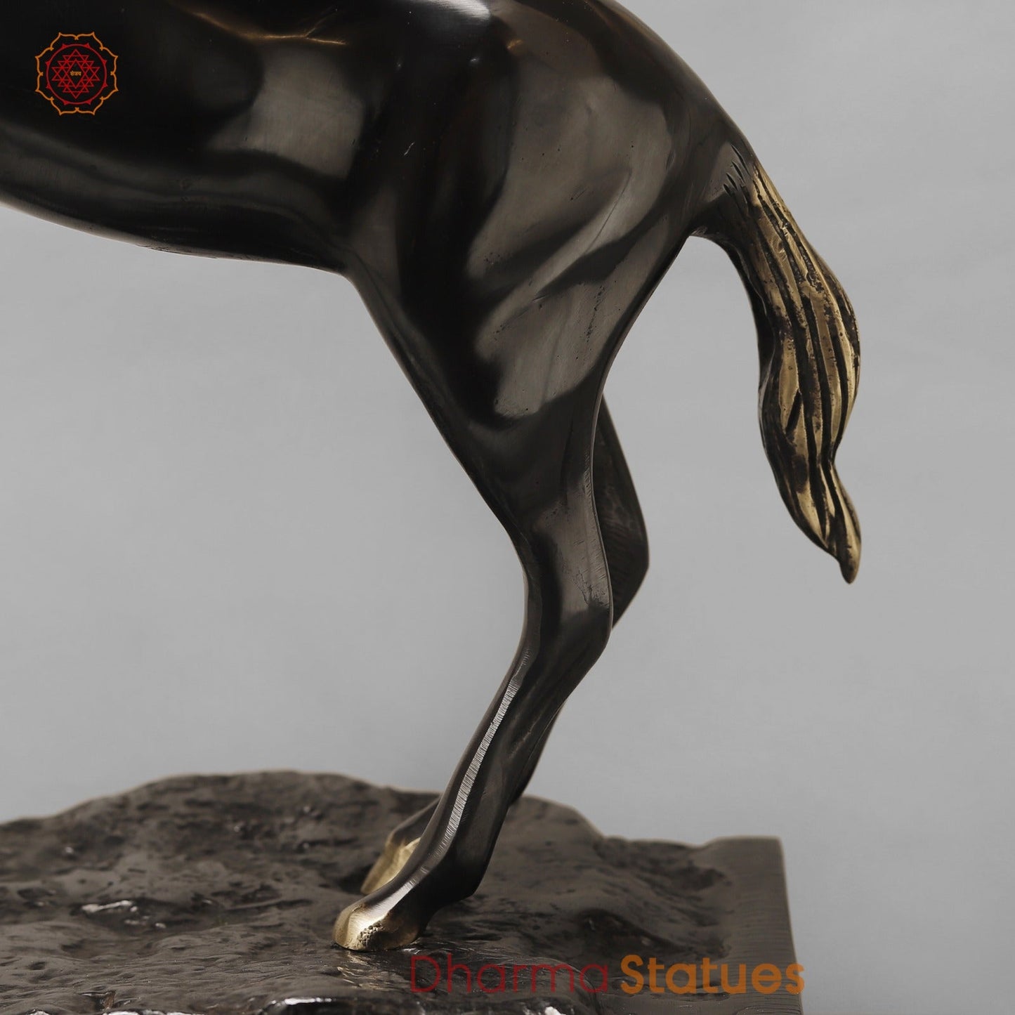 Brass Flying Horse Fine, Royal Black Finish 18.5”