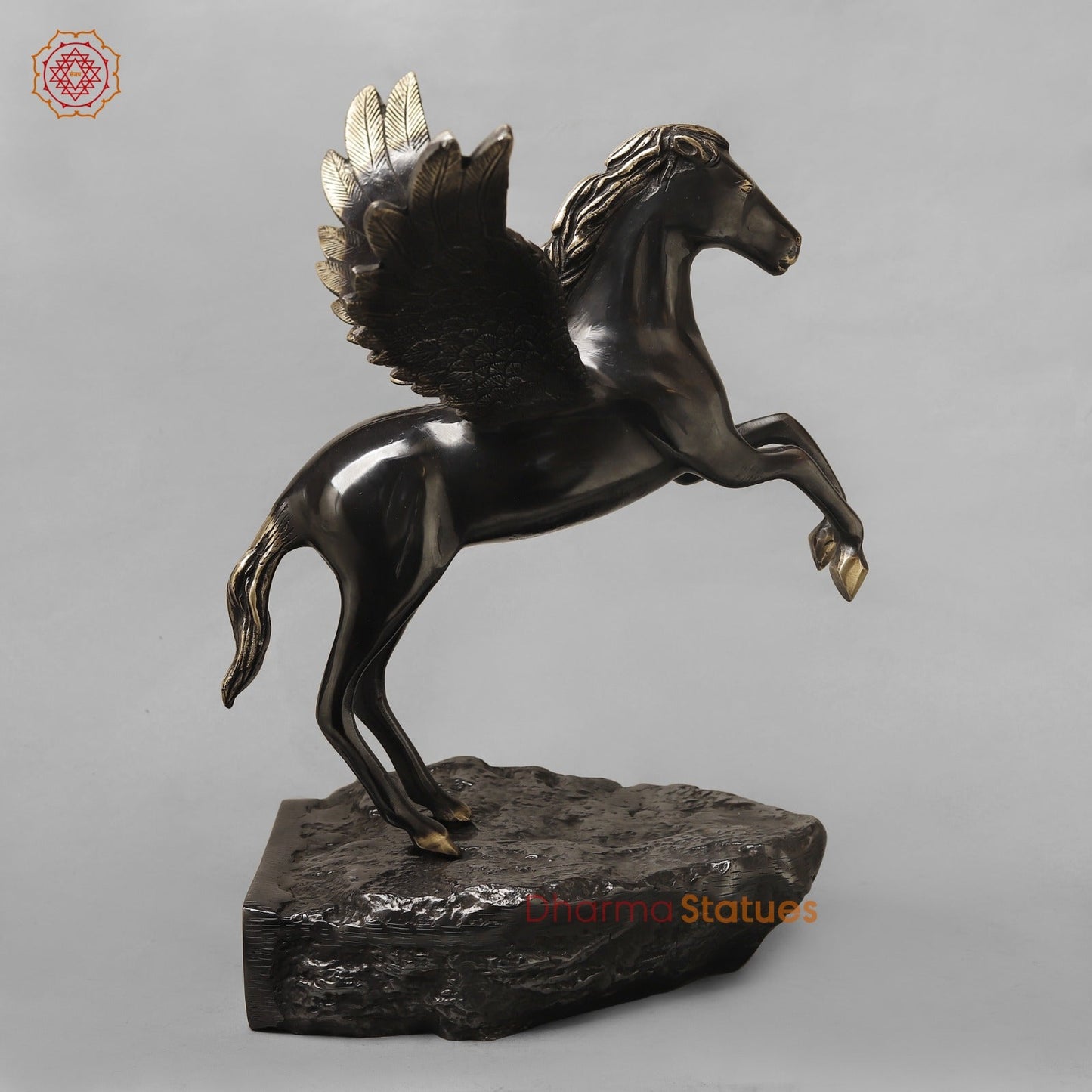 Brass Flying Horse Fine, Royal Black Finish 18.5”