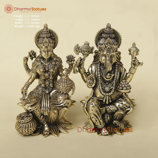 Brass Lakshmi Ganesh Fine 4”