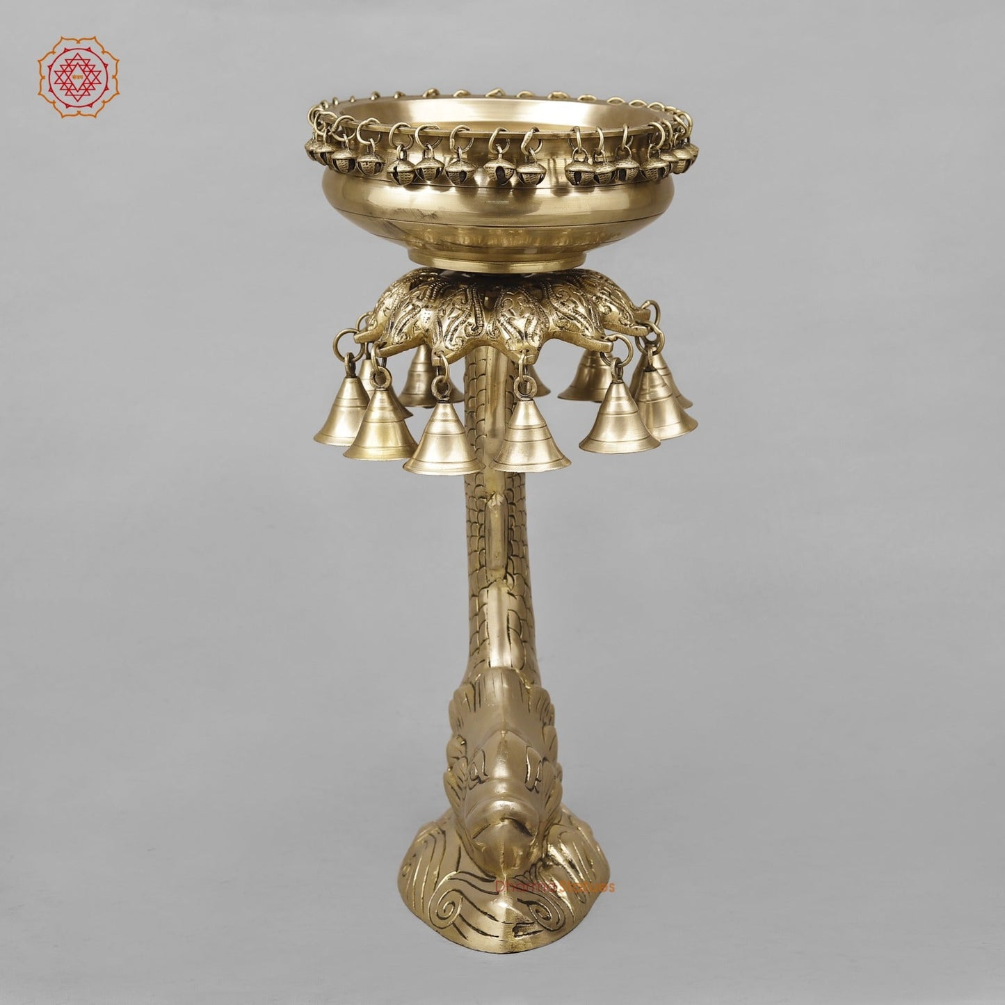 Brass Finish Urli With Ghungroo, Smooth Finish 16.5”