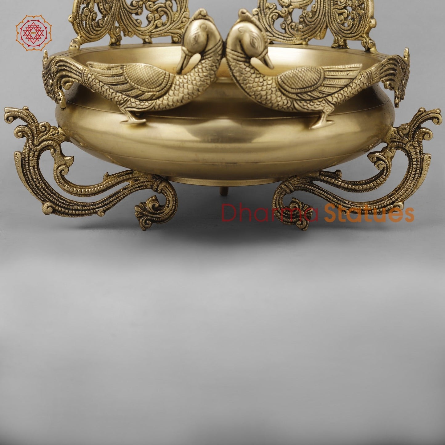 Brass Double Peacock Urli Fine, Smooth Finish 16”