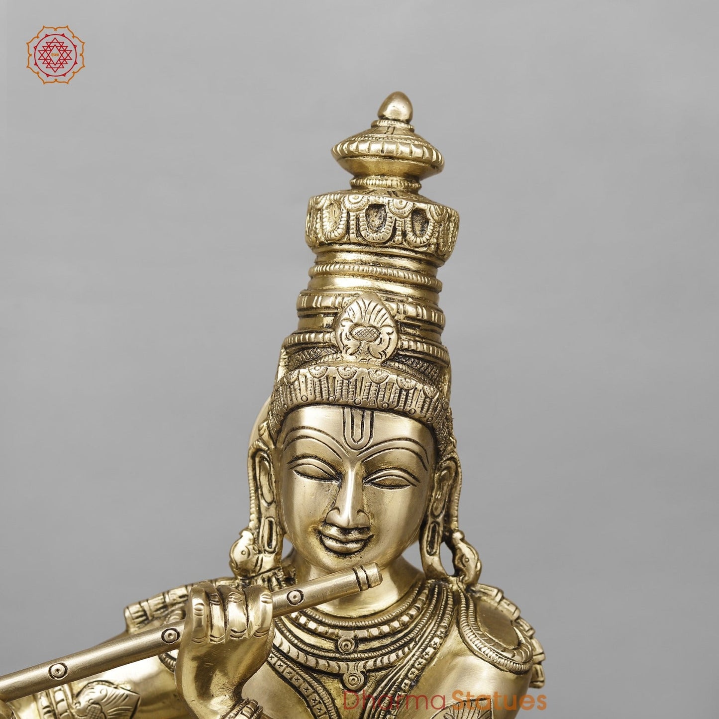 Brass Krishna Standing Fine, Smooth Finish 23”