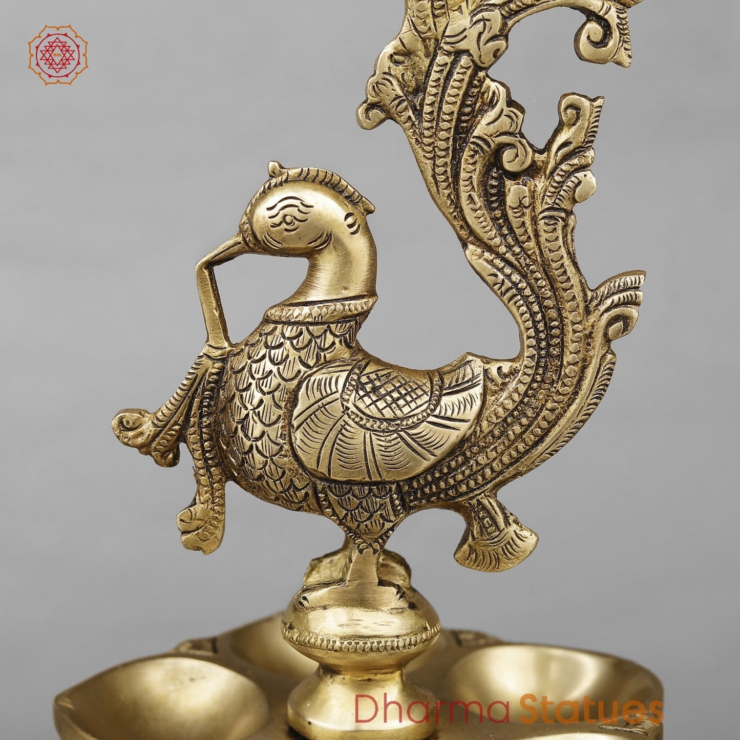Brass South Indian Peacock Lamps Fine, Smooth Finish 27” (Set of 2 pcs)