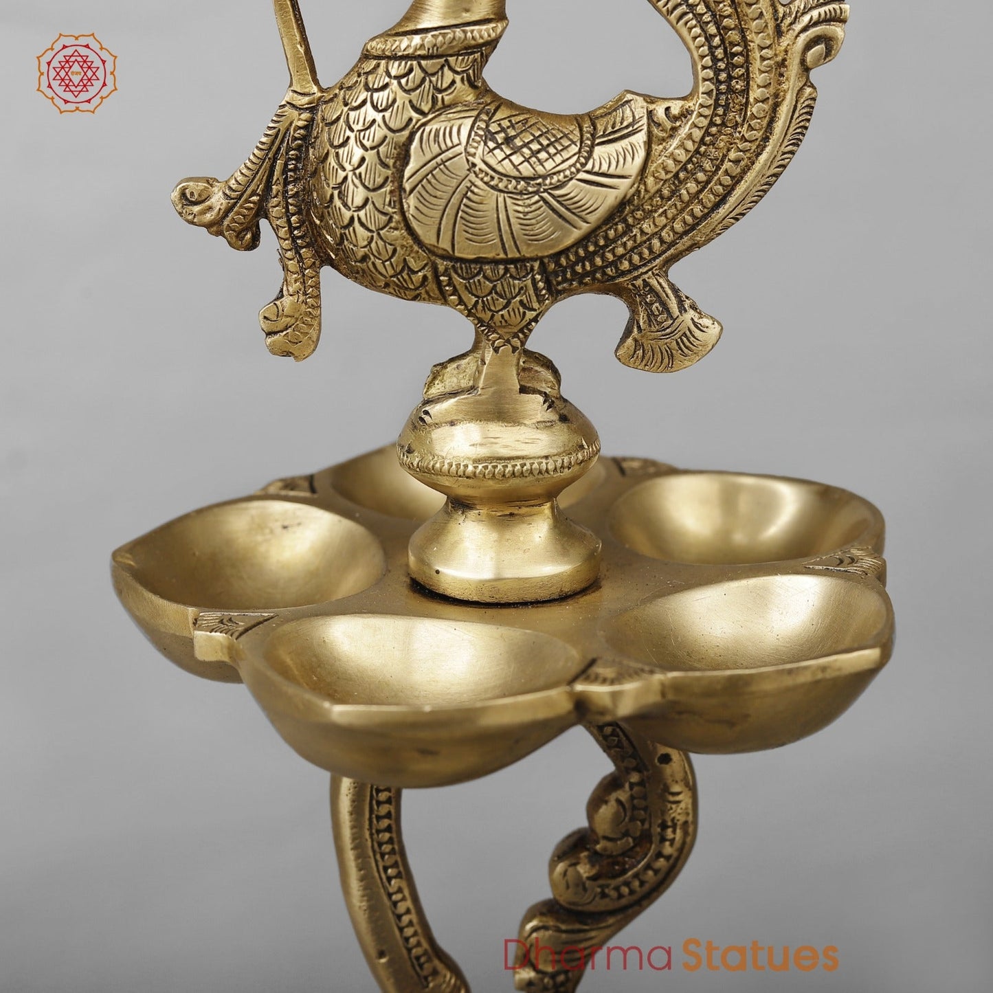 Brass South Indian Peacock Lamps Fine, Smooth Finish 27” (Set of 2 pcs)