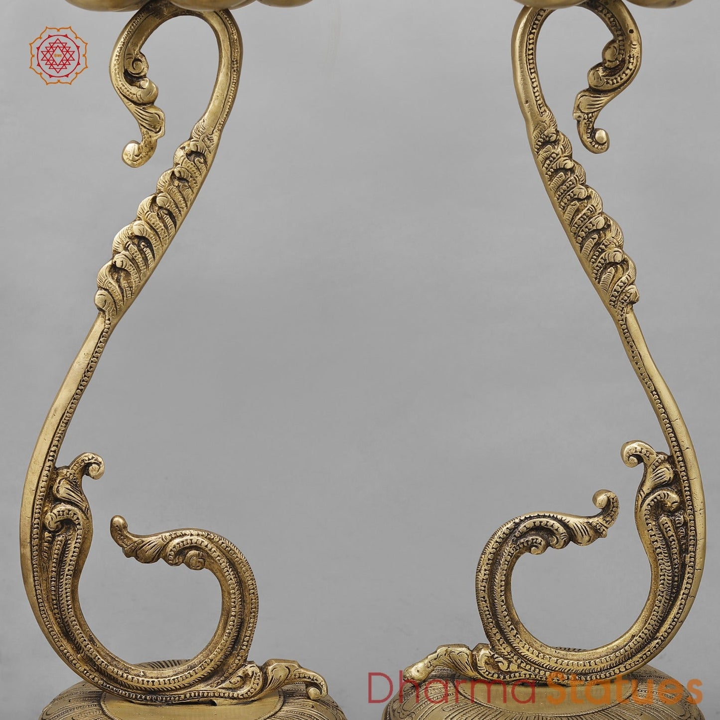 Brass South Indian Peacock Lamps Fine, Smooth Finish 27” (Set of 2 pcs)