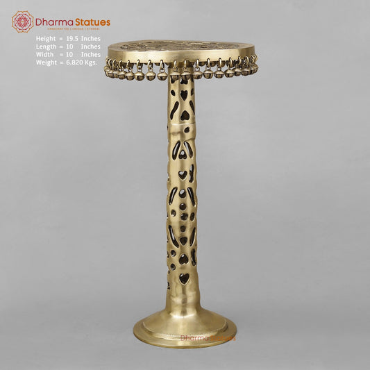 Brass Pedestal Chowki With Jali work, smooth finish 19.5”
