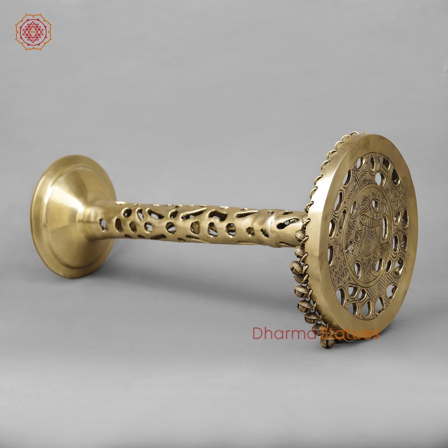 Brass Pedestal Chowki With Jali work, smooth finish 19.5”