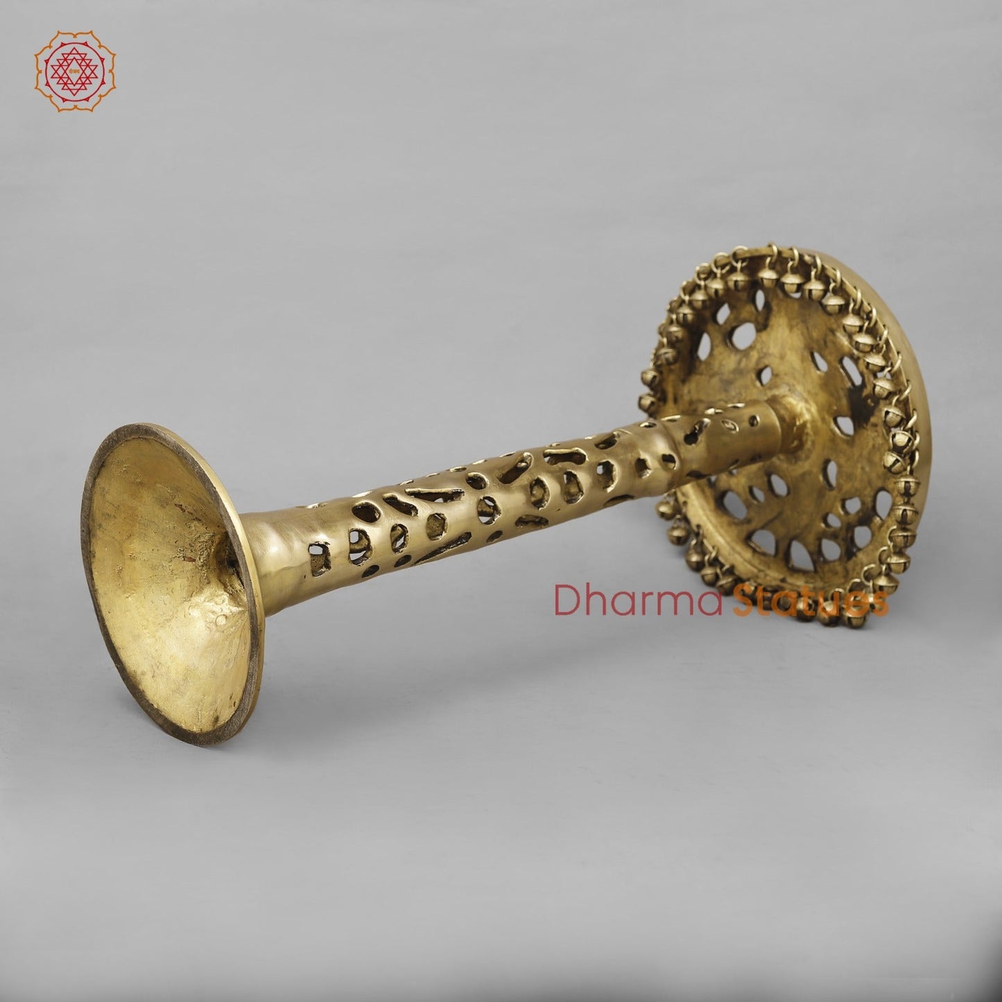 Brass Pedestal Chowki With Jali work, smooth finish 19.5”
