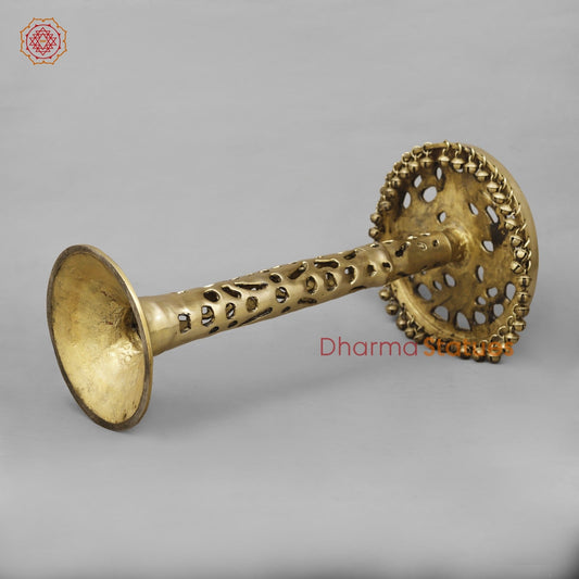 Brass Pedestal Chowki With Jali work, smooth finish 19.5”