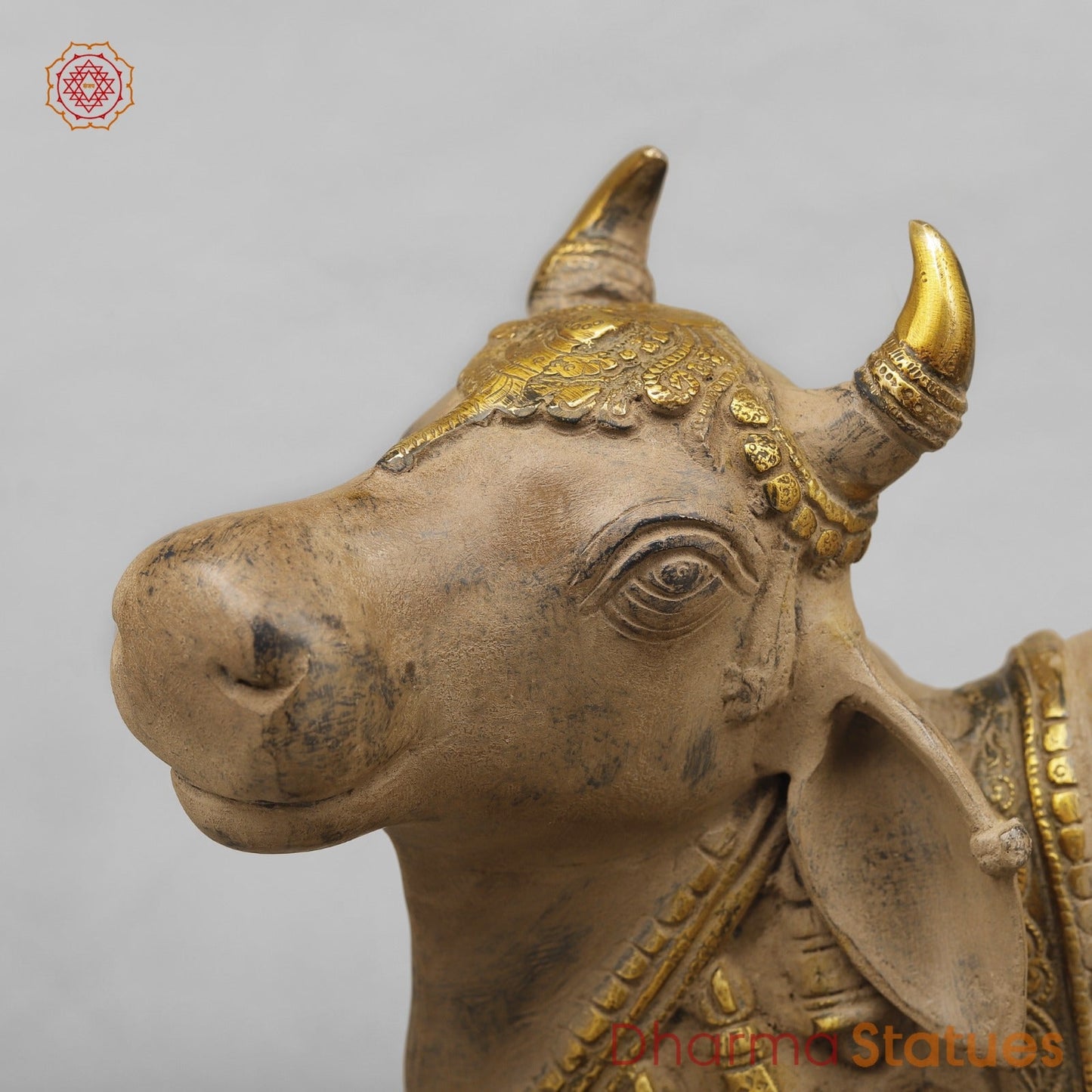 Brass Nandi seated Fine, Antique Patina 20”