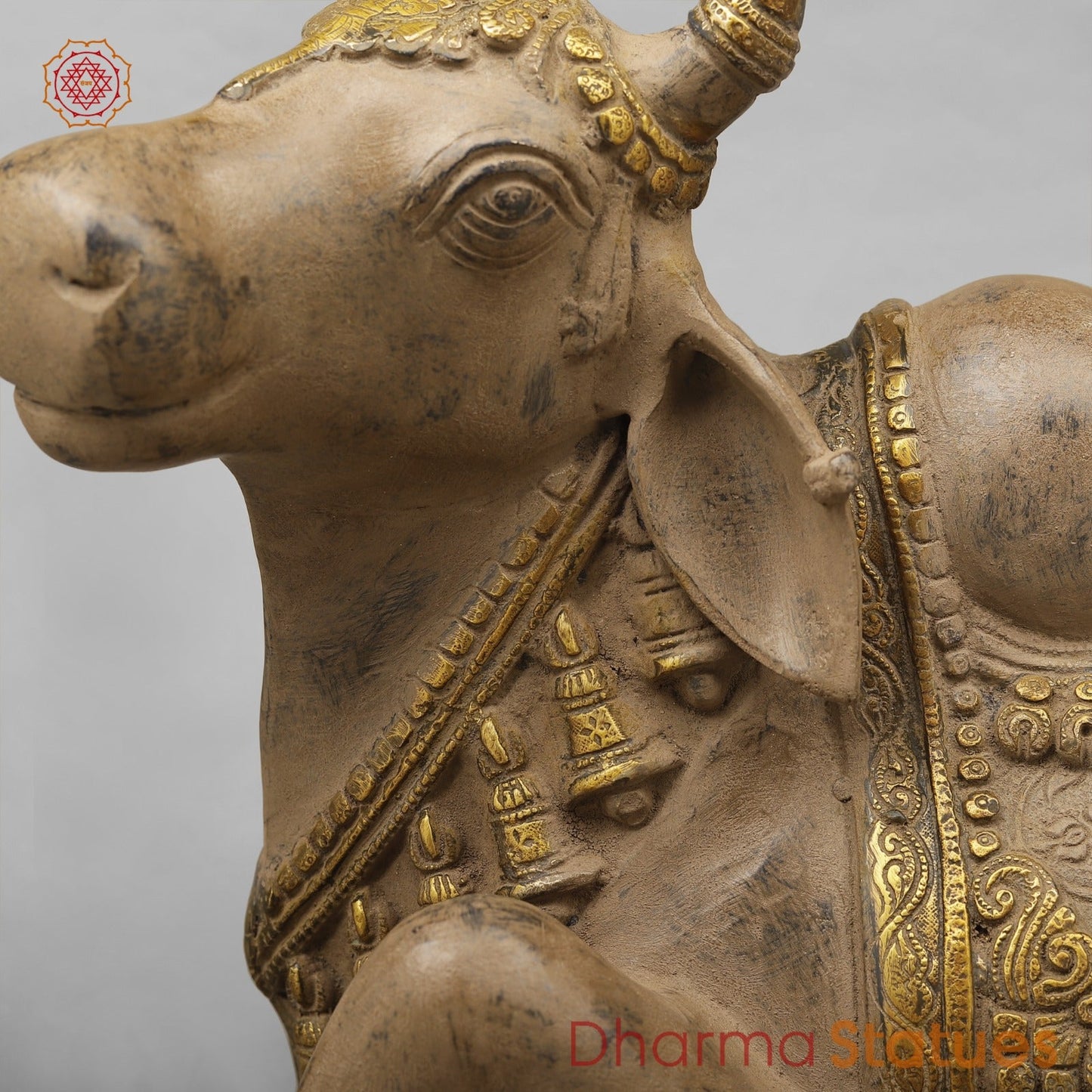 Brass Nandi seated Fine, Antique Patina 20”