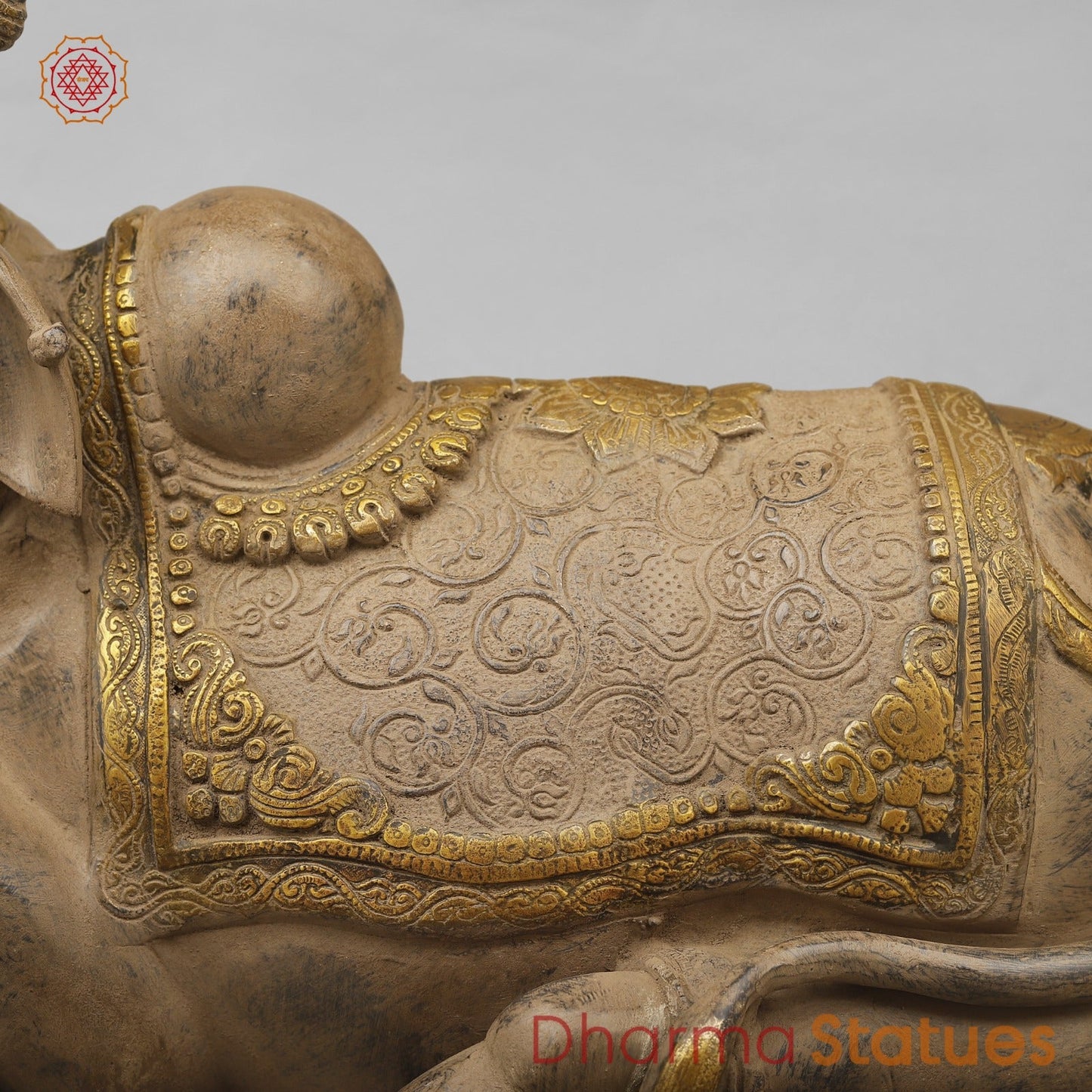 Brass Nandi seated Fine, Antique Patina 20”