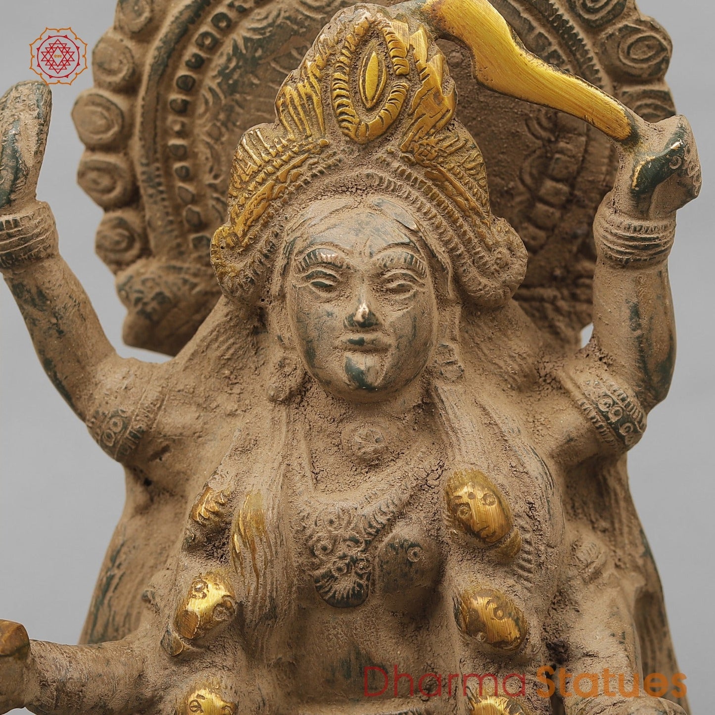 Brass Kaali Standing, Antique Finish 10.5”