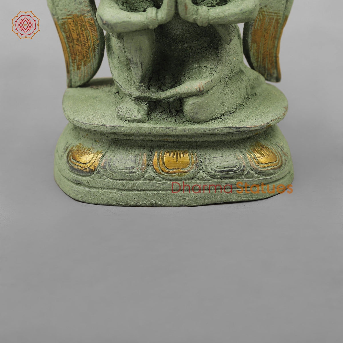 Brass Vishnu Garuda, Green Antique Finish 8”