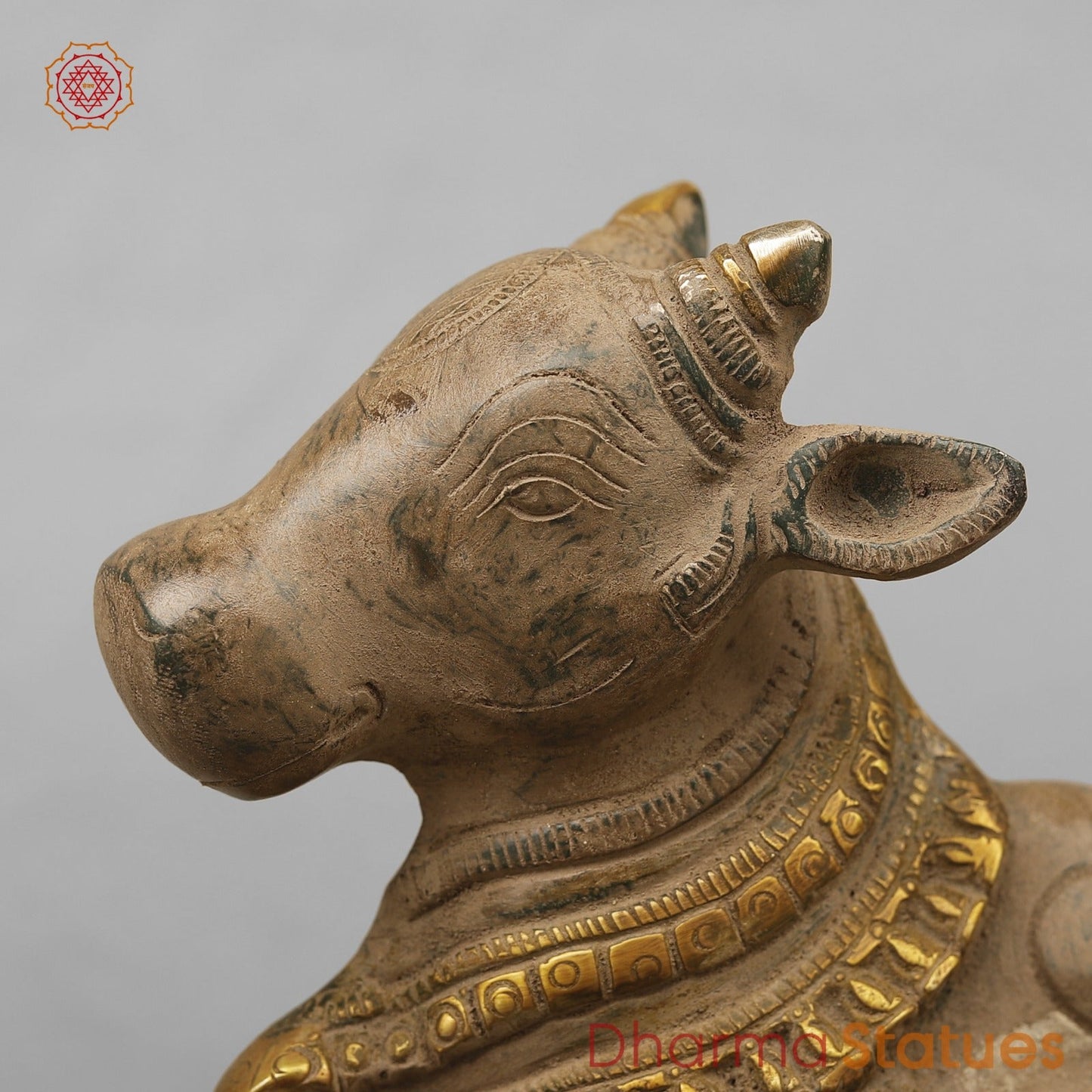 Brass Nandi Seated, Antique Finish 9”