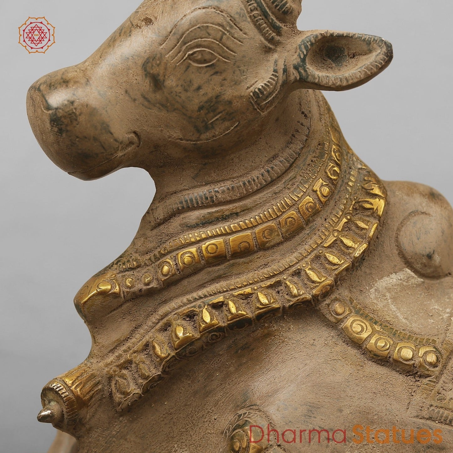 Brass Nandi Seated, Antique Finish 9”