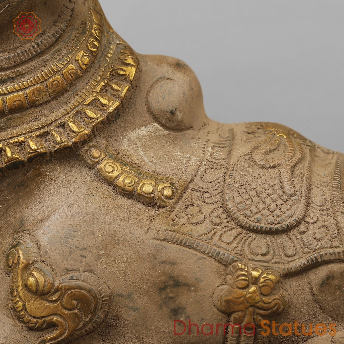 Brass Nandi Seated, Antique Finish 9”