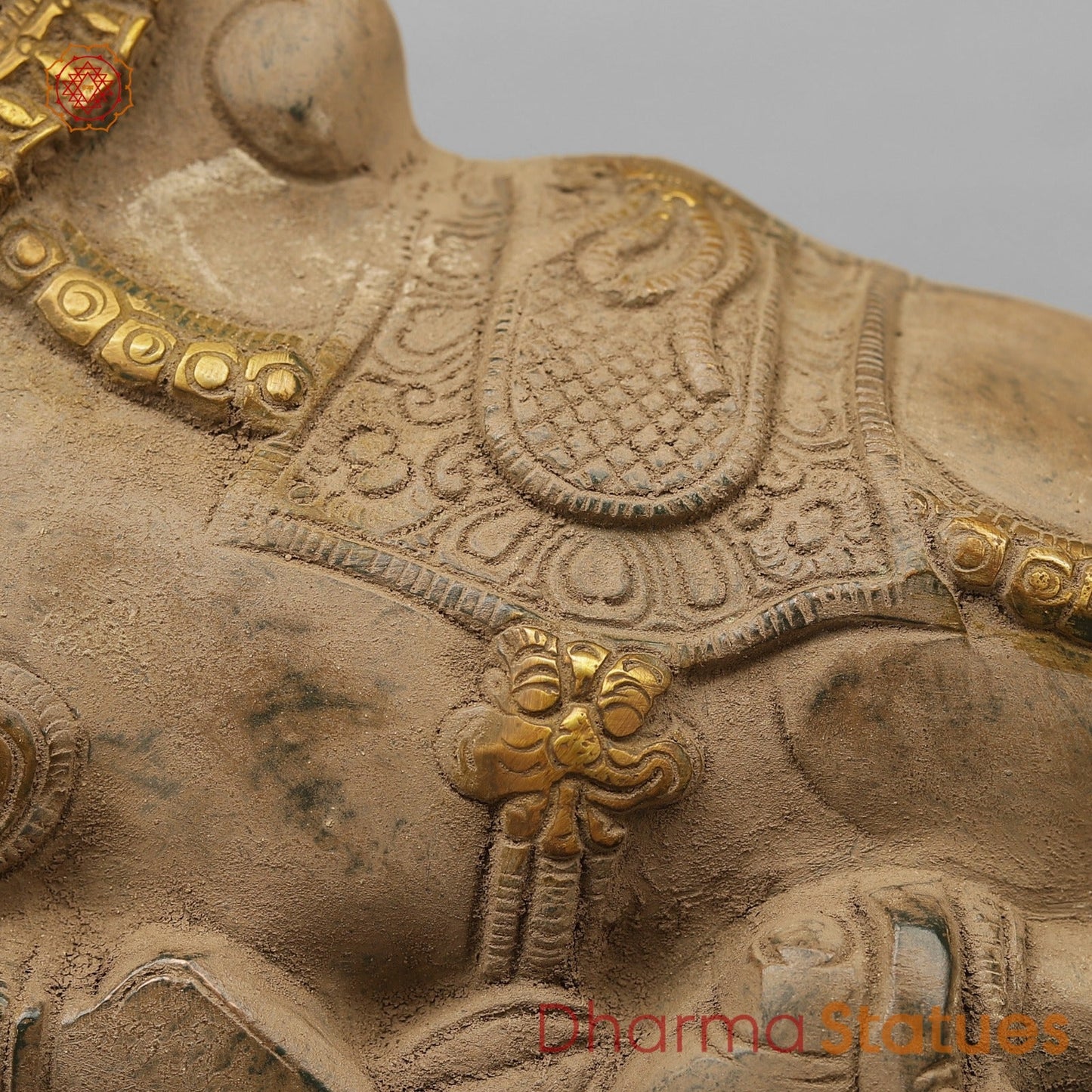 Brass Nandi Seated, Antique Finish 9”