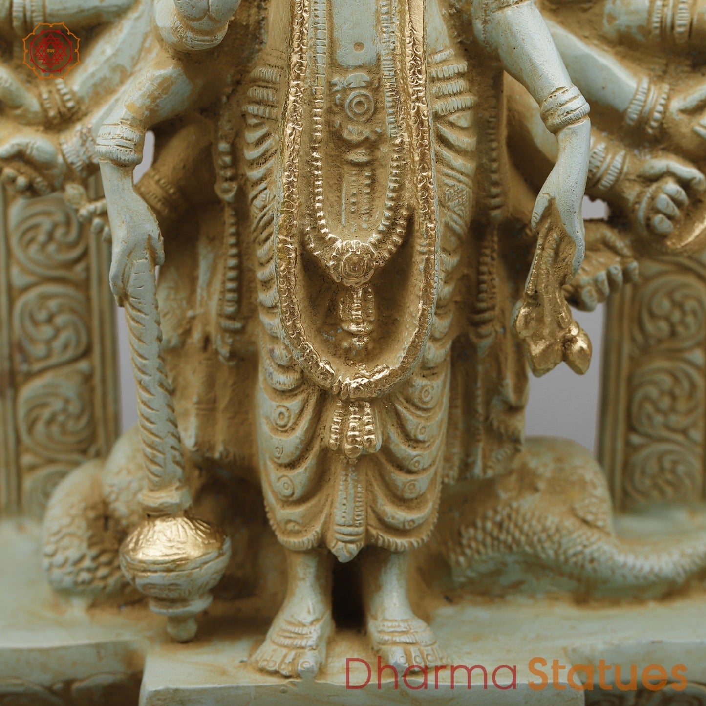 Brass Viratroop Vishnu with Arch, Antique green Finish 14”