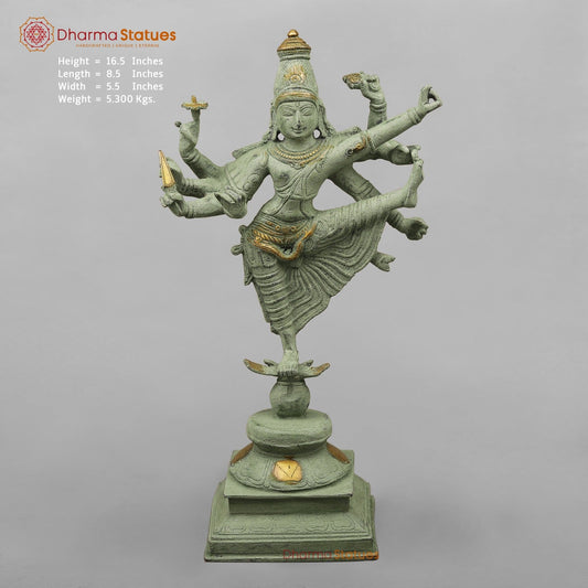 Brass Perumal Standing, Green Antique Finish 16.5”
