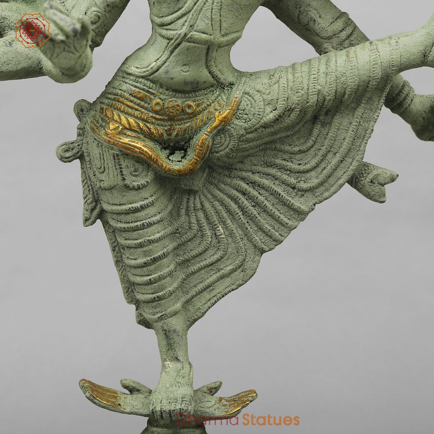 Brass Perumal Standing, Green Antique Finish 16.5”