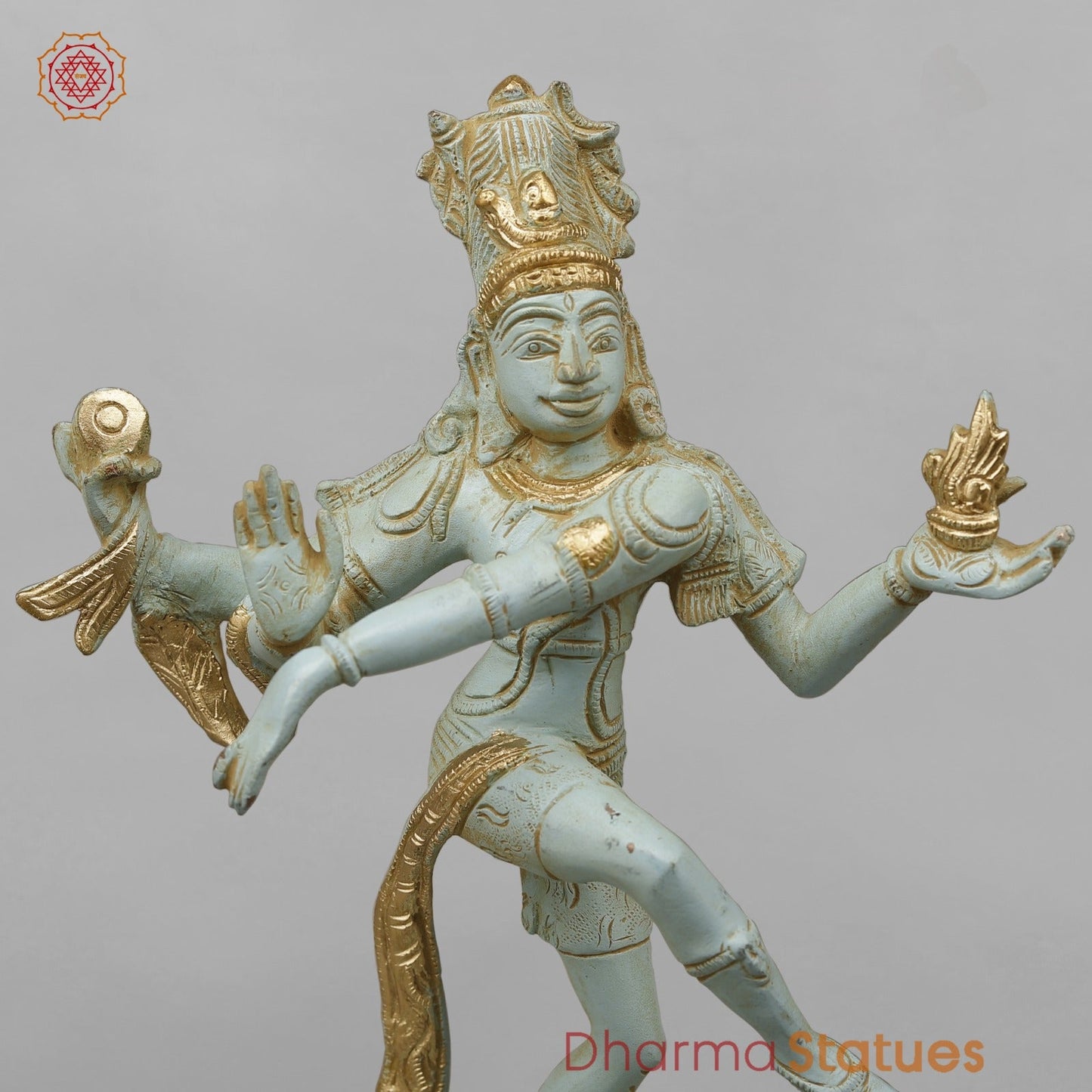 Brass Dancing Shiva Fine,Antique Blue and Gold finish 12.5”