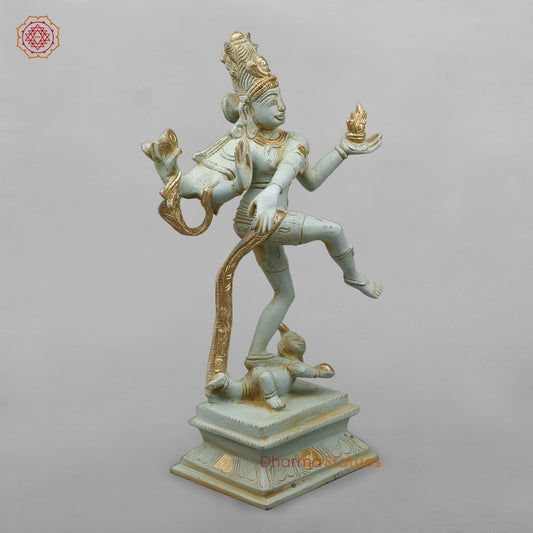Brass Dancing Shiva Fine,Antique Blue and Gold finish 12.5”