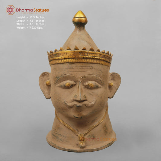 Brass Shiva Head Mukhlingam Fine, Antique Finish 13.5”