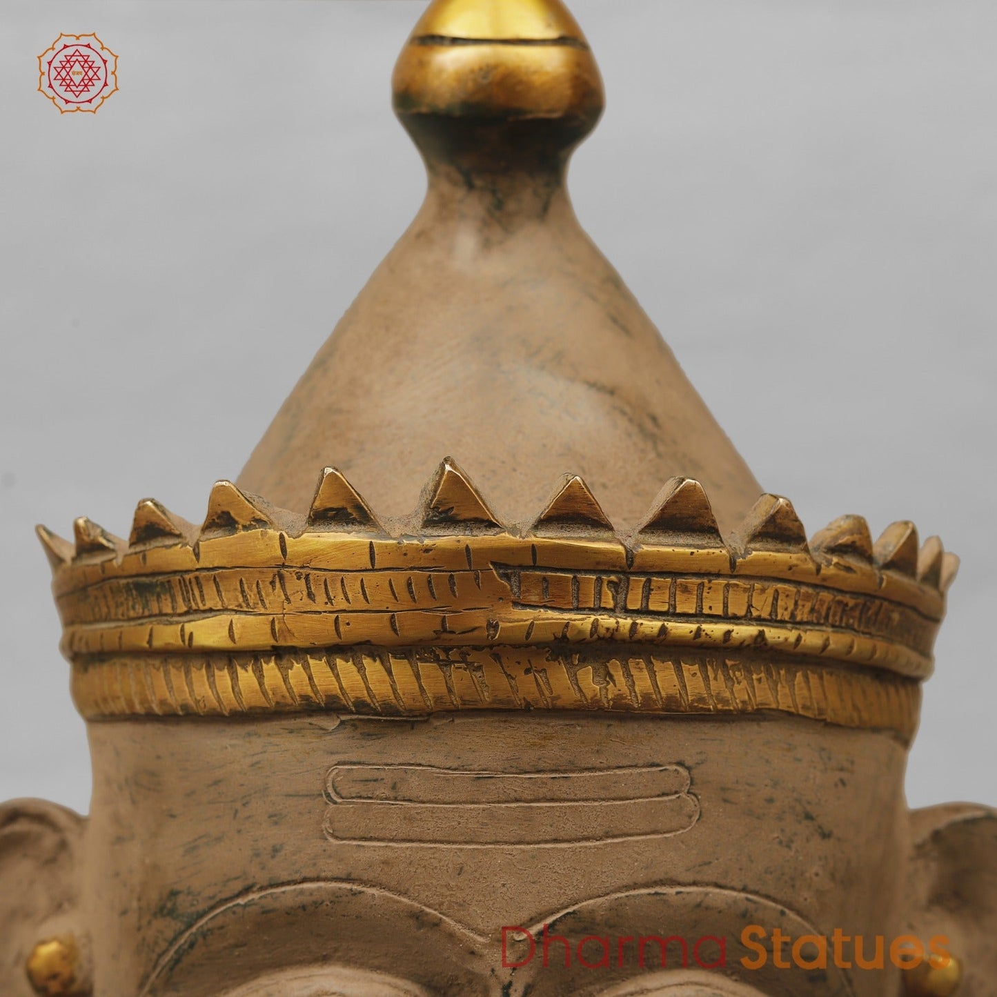 Brass Shiva Head Mukhlingam Fine, Antique Finish 13.5”
