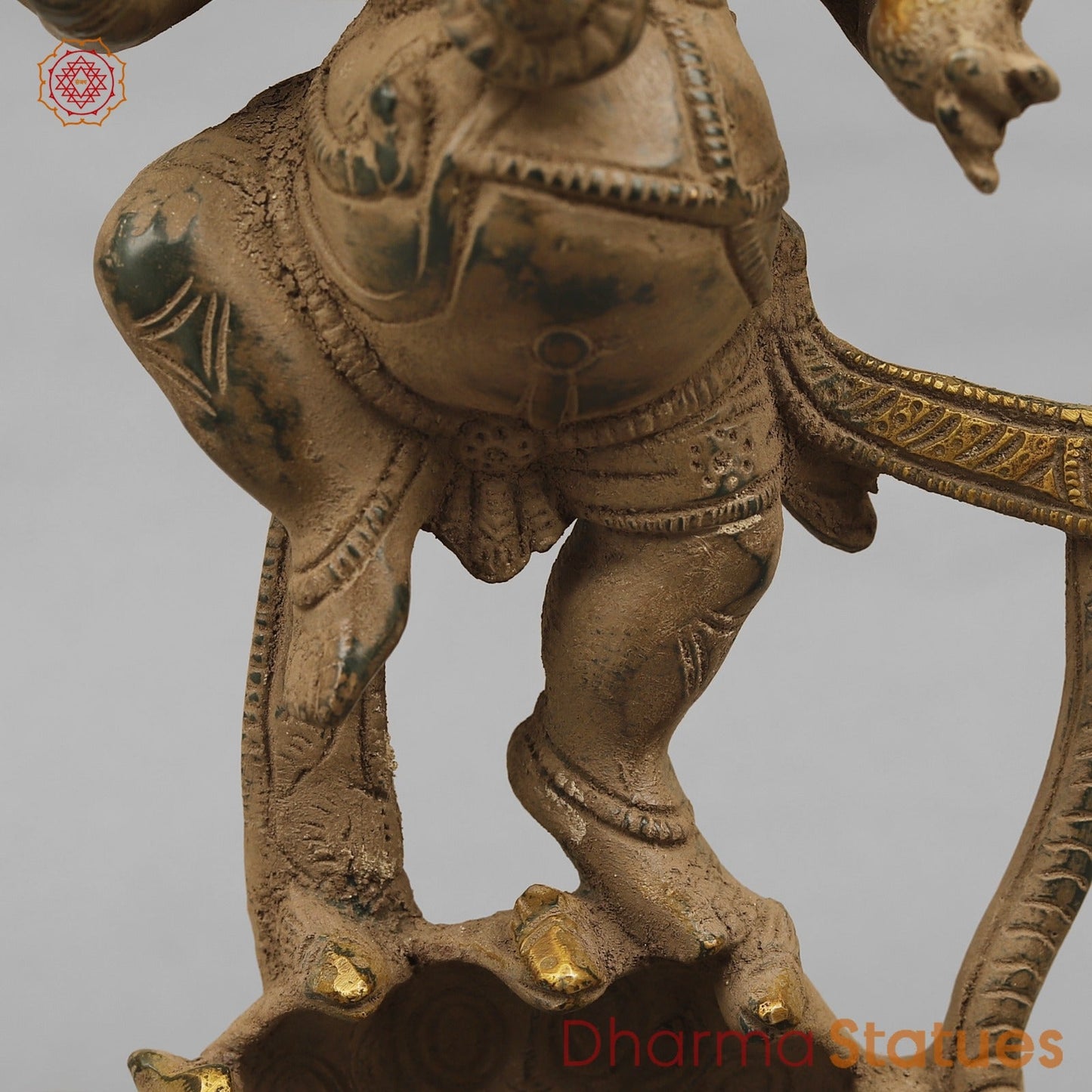 Brass Kalinga Ganesh Dancing, Antique finish 12.5”