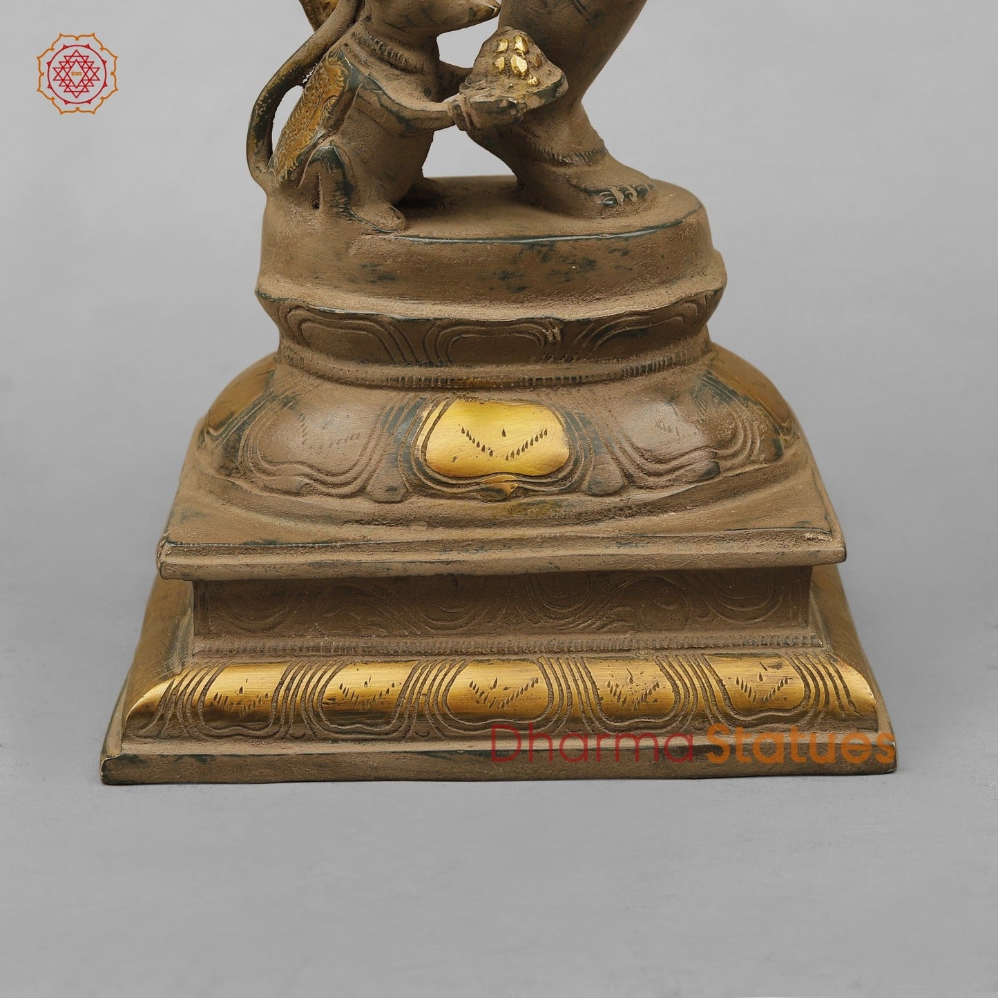 Brass Ganesh Dancing with Rat, Antique finish 18”