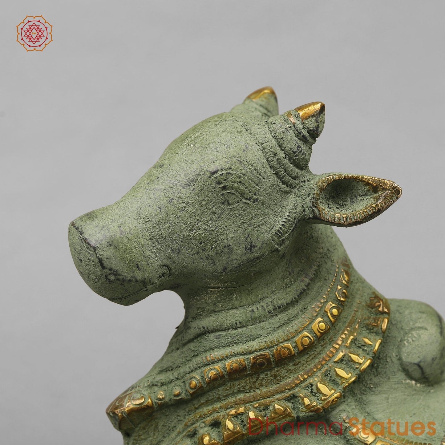 Brass Nandi Seated Fine, Green Patina Antique Finish 9.5”