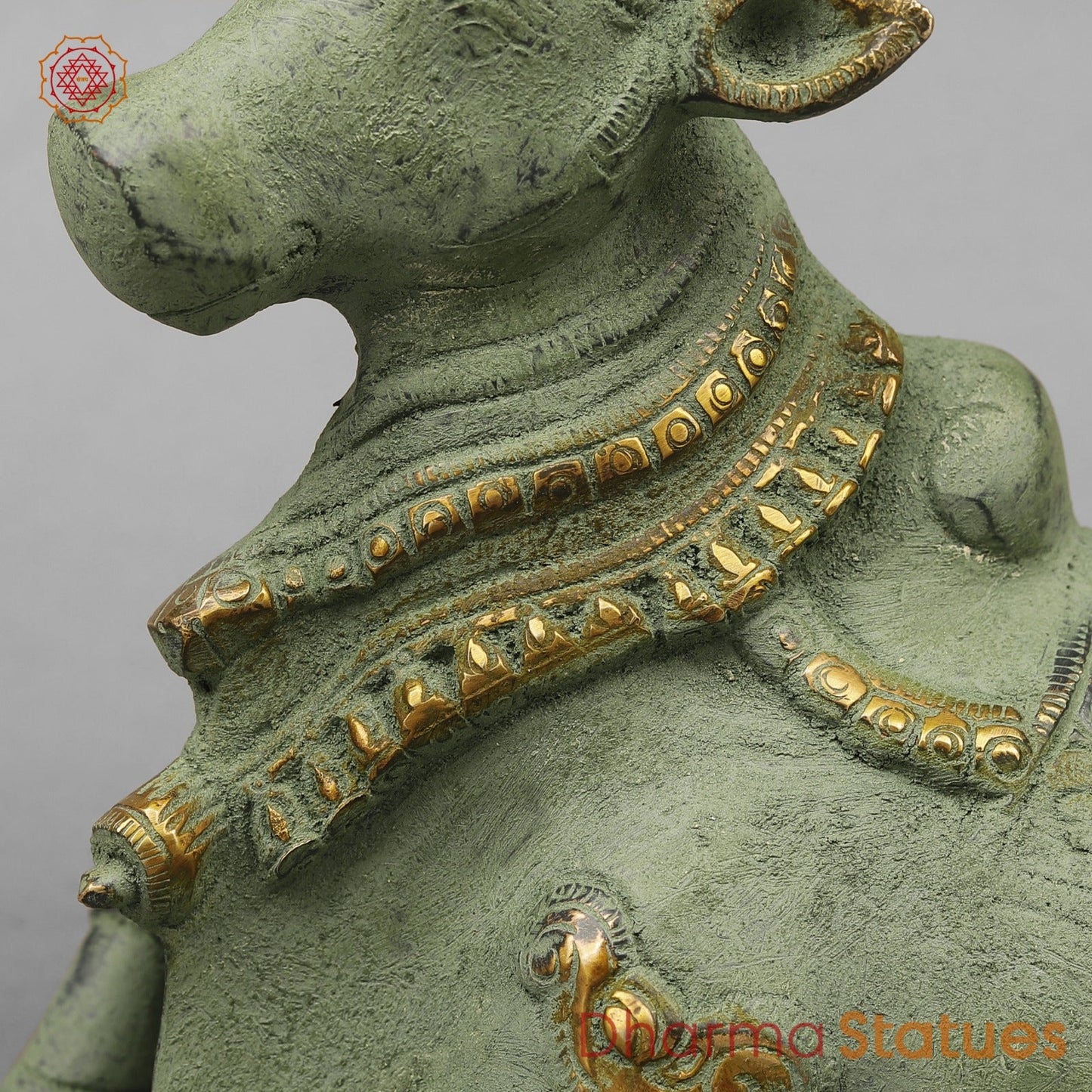 Brass Nandi Seated Fine, Green Patina Antique Finish 9.5”