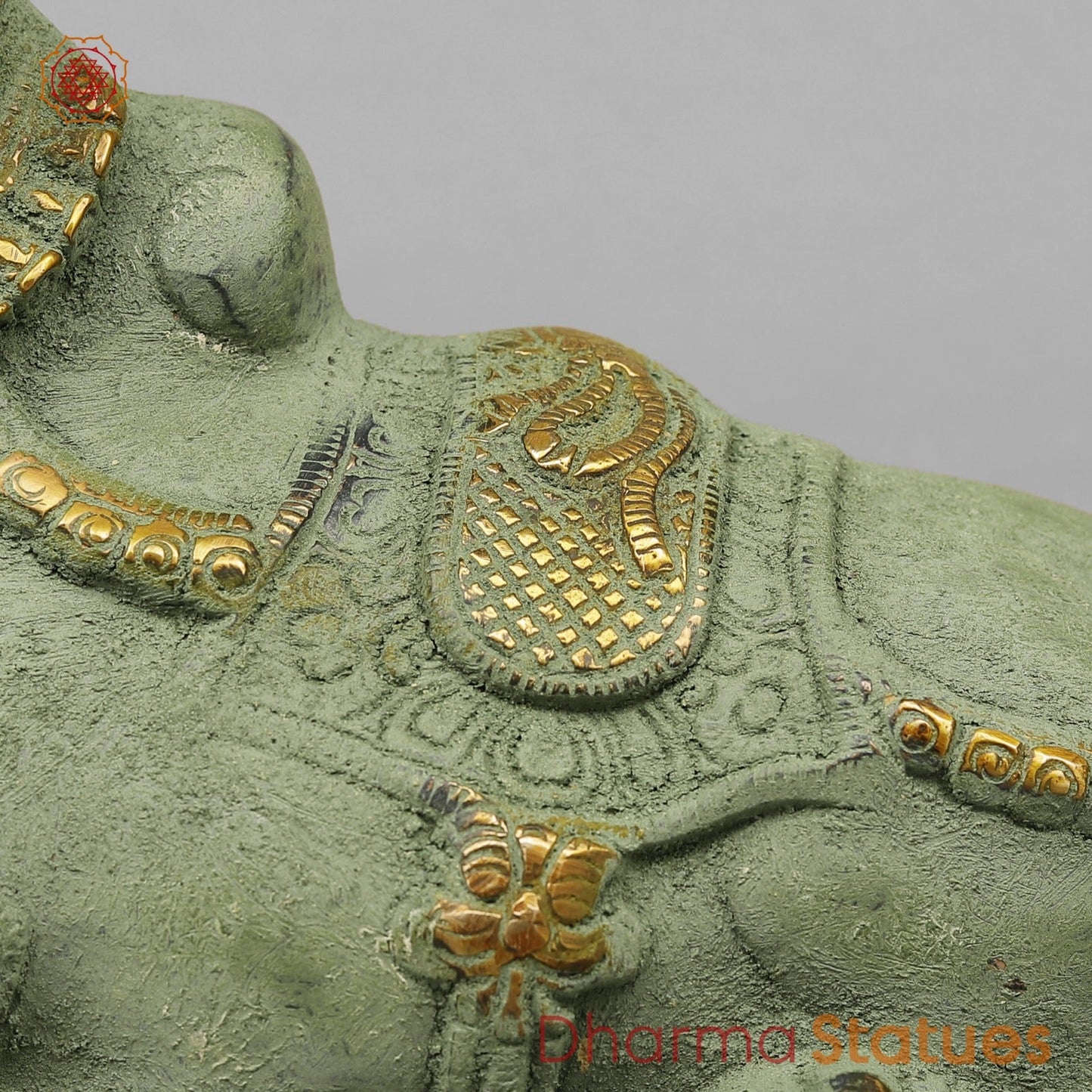 Brass Nandi Seated Fine, Green Patina Antique Finish 9.5”