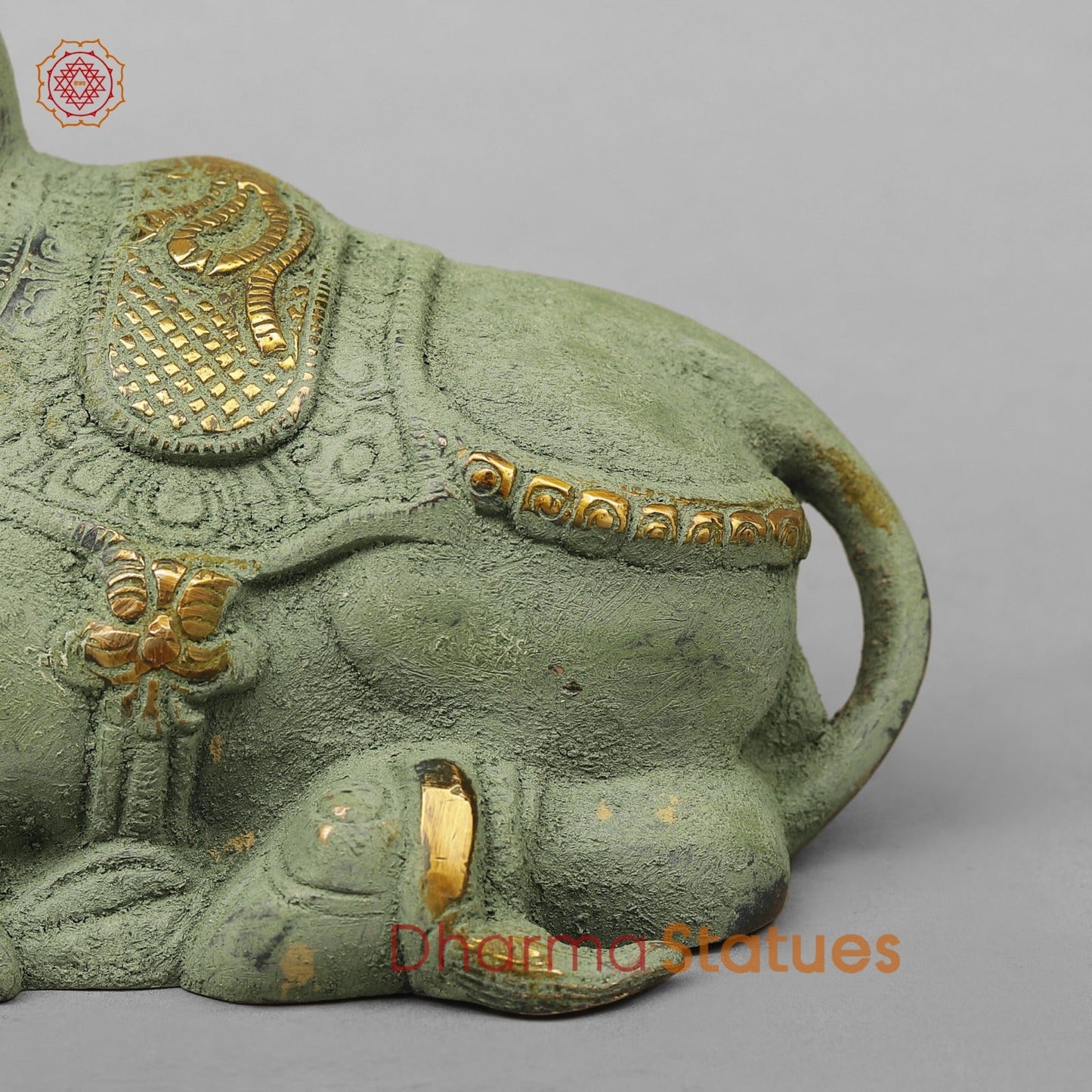 Brass Nandi Seated Fine, Green Patina Antique Finish 9.5”