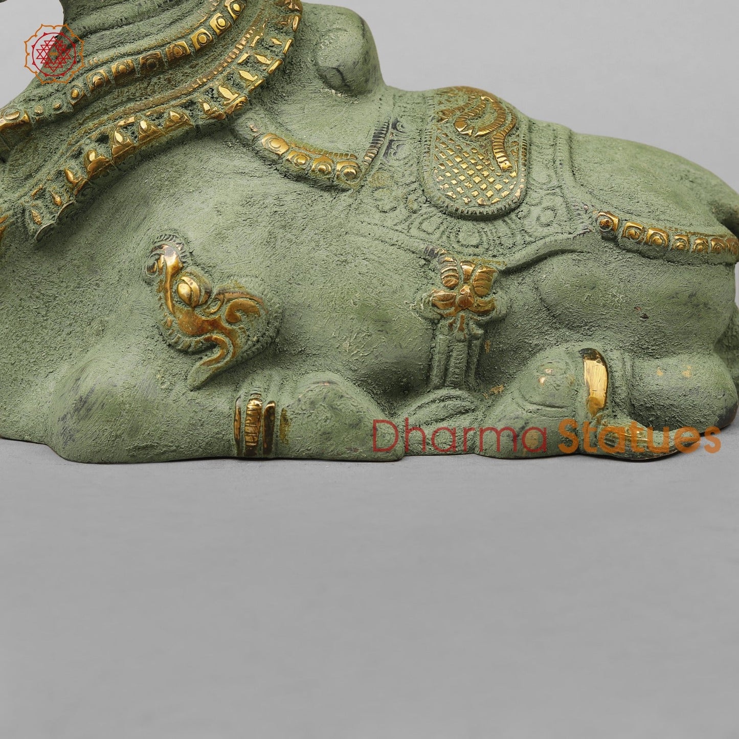 Brass Nandi Seated Fine, Green Patina Antique Finish 9.5”