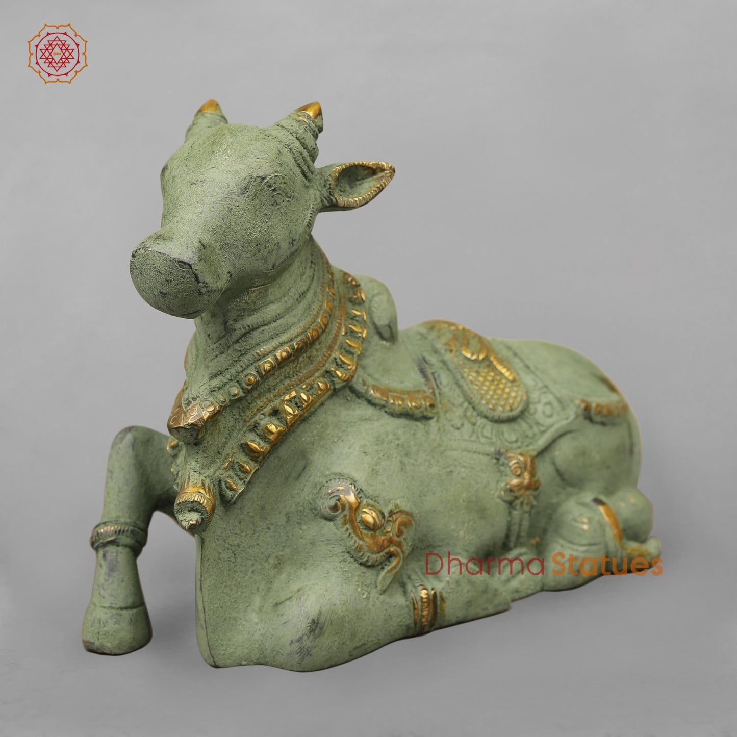 Brass Nandi Seated Fine, Green Patina Antique Finish 9.5”