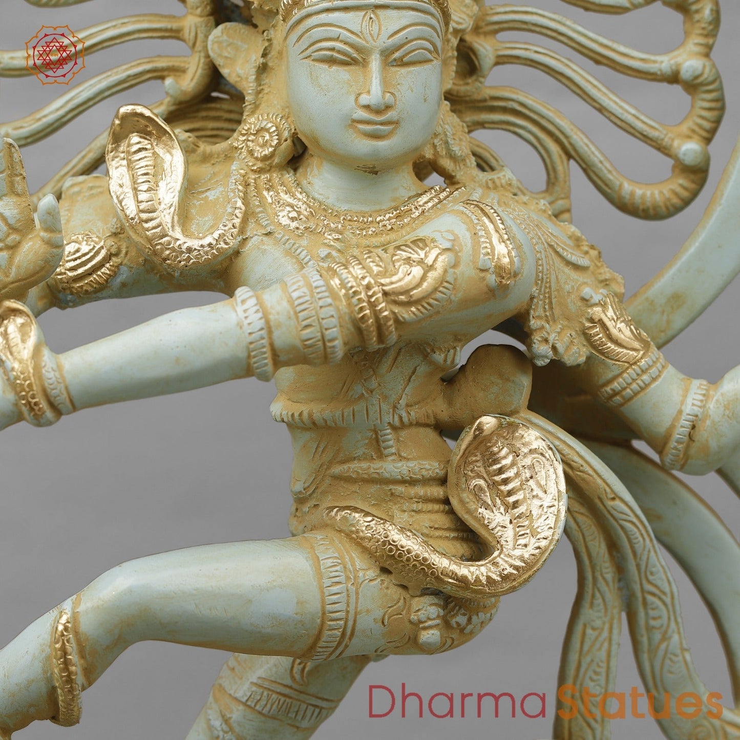 Brass Natraj Fine With Om, Light Turquoise finish with Gold 21”