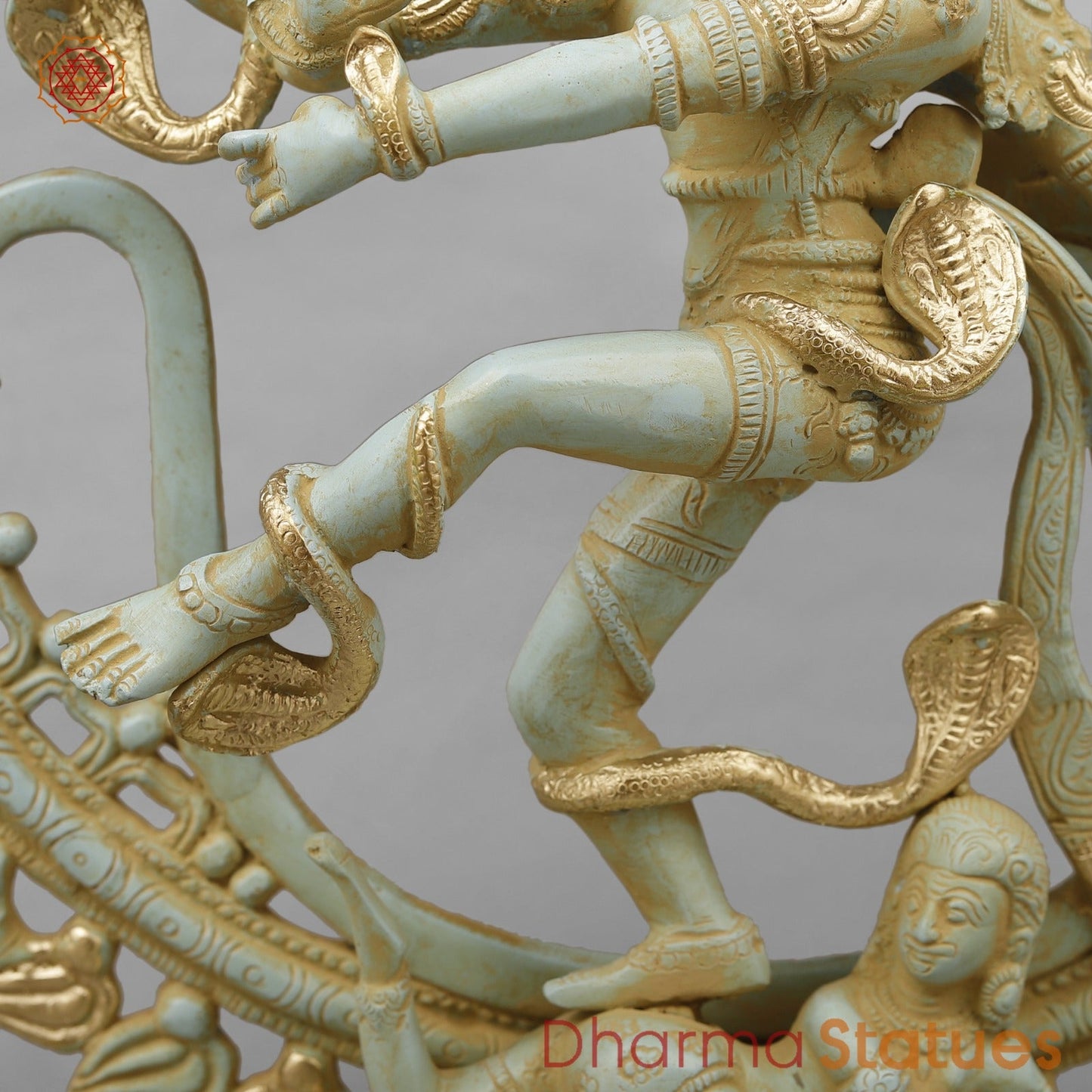Brass Natraj Fine With Om, Light Turquoise finish with Gold 21”