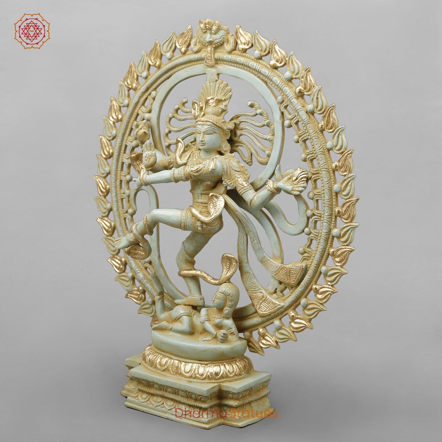 Brass Natraj Fine With Om, Light Turquoise finish with Gold 21”