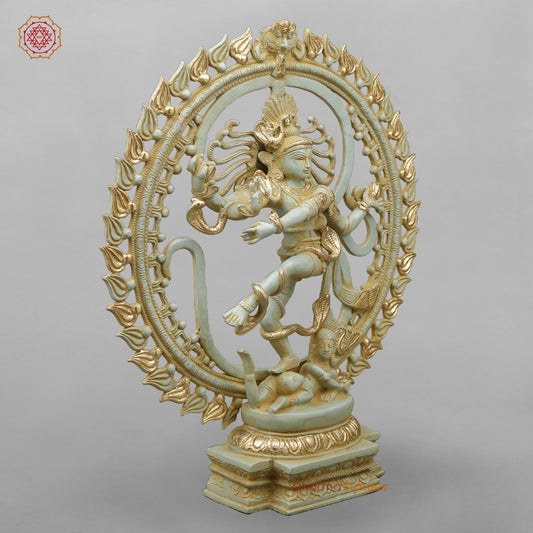 Brass Natraj Fine With Om, Light Turquoise finish with Gold 21”