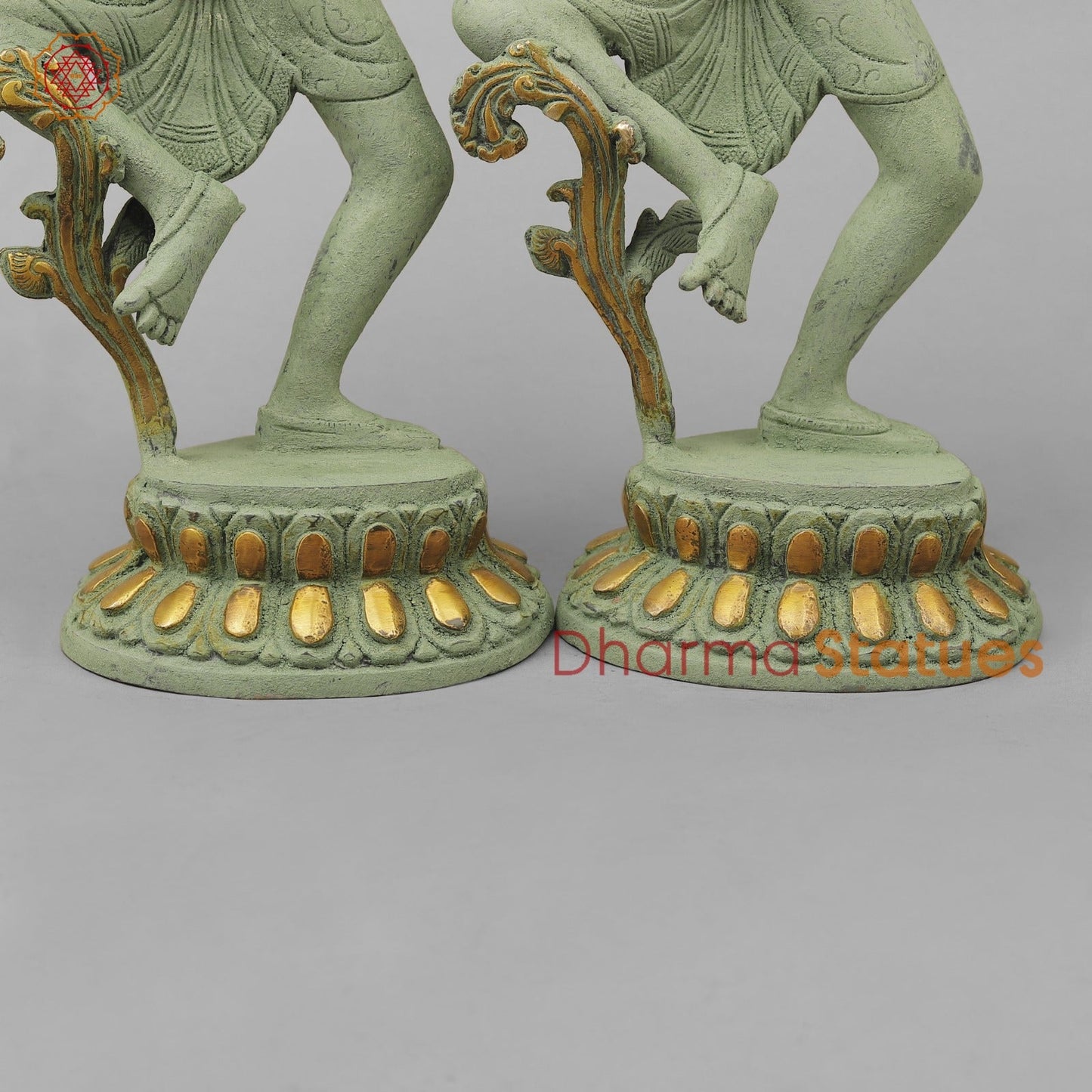 Brass Shiva Parwati Dancing Gracefully, Green Antique finish 17”
