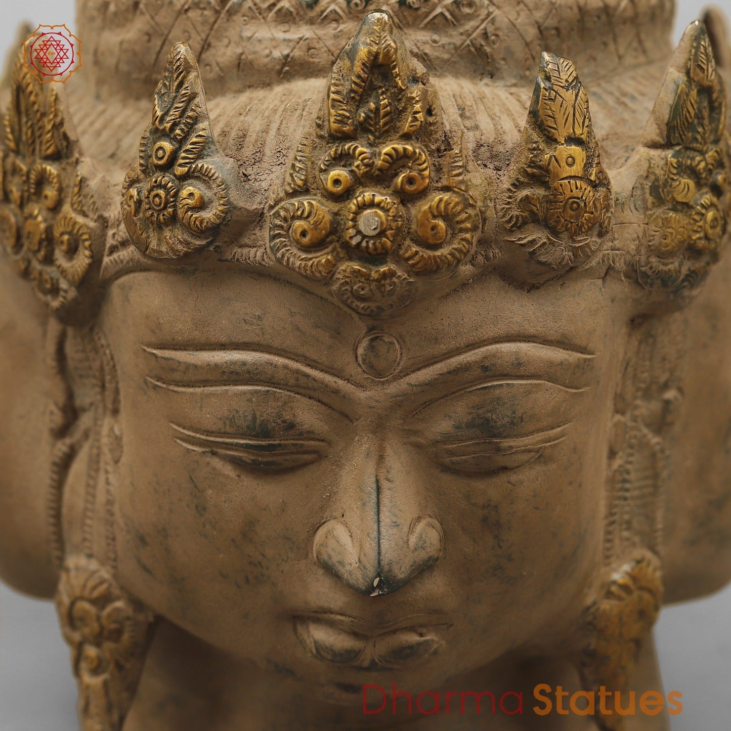 Brass Shiva Head (Mukhlingam), Antique Finish 13”