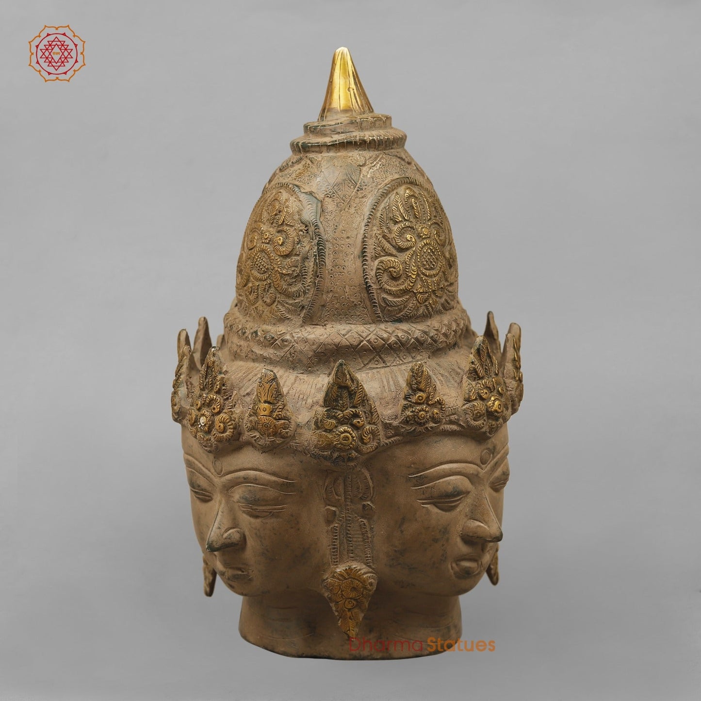 Brass Shiva Head (Mukhlingam), Antique Finish 13”